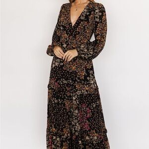 Baltic Born Black Floral Long Sleeve Dress